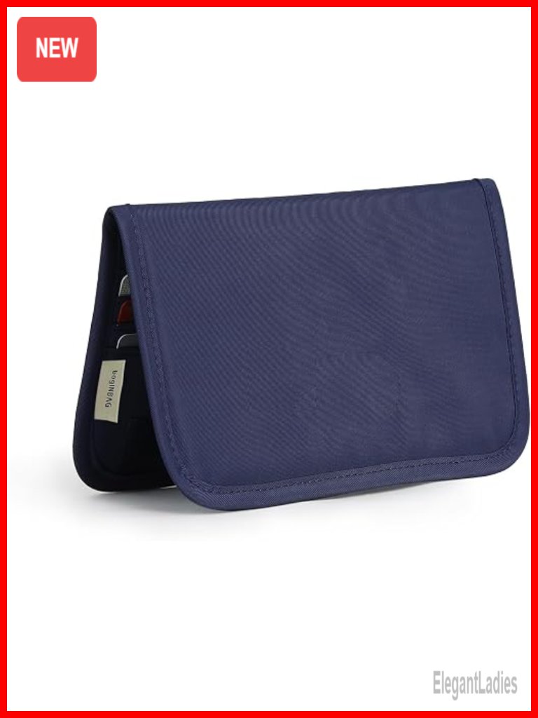Slim Wallet With Zipper Pocket And Rfid Blocking, 28 Slots, Nylon Fabric